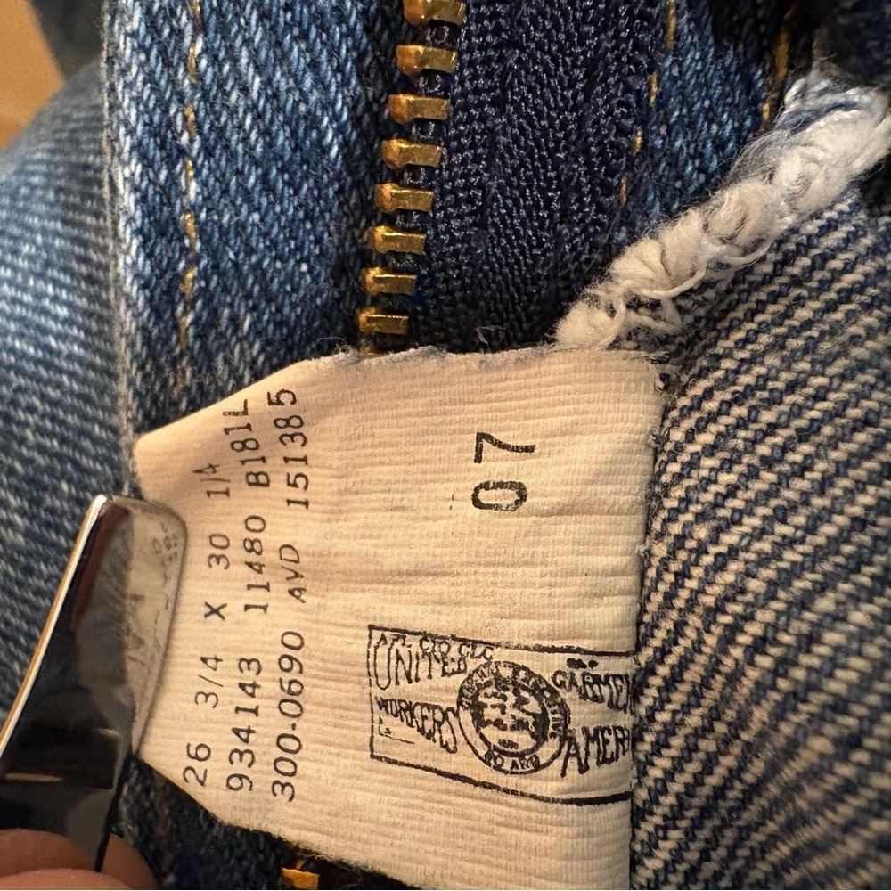 Vintage Lee Jeans Women's 26X29 7 Med Blue Tab Denim Union Stamp Made USA 1980s - Picture 11 of 11